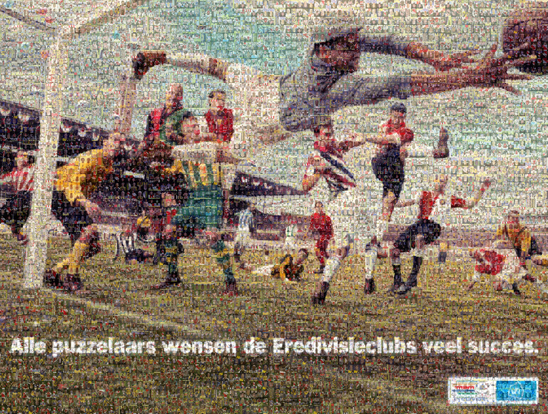 Albert Heijn's design for the jigsaw mosaic depicting top-flight Dutch footballers