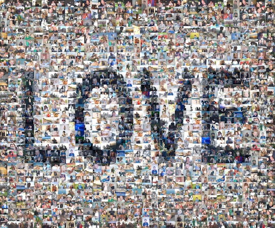 A photo mosaic showing the word Love
