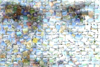 Trompe L'oueil - a mosaic rendered as a pinboard