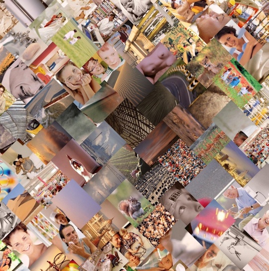 A close up a herringbone photo mosaic