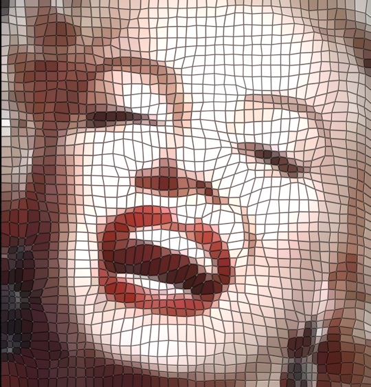 Marilyn as a mosaic of computer-generated tiles