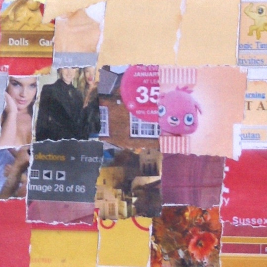 A close up of the Sir Tim Berners Lee torn paper mosaic